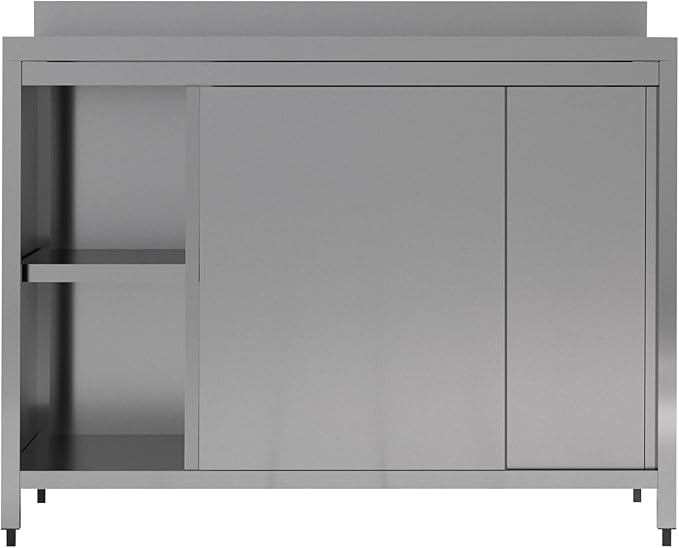 Commercial Kitchen Work Table with Backsplash and Under Shelf (55x23x33 inches)