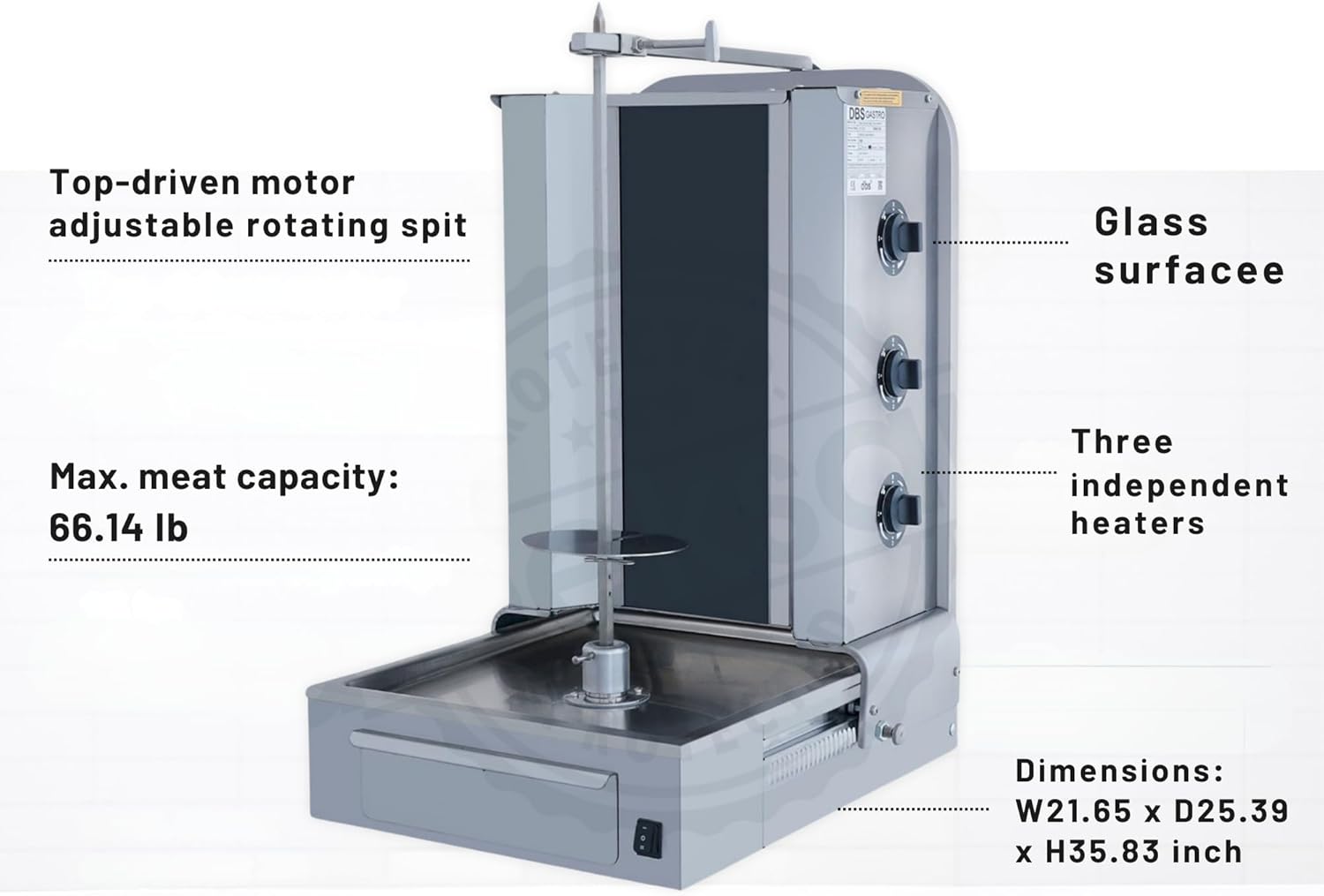Doner Kebab Machine Shawarma 3 Resistance Electric Vertical Bottom Motor
