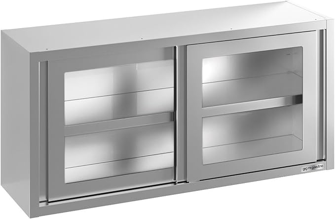 Wall Cabinet with Glass Door for Commercial Kitchen (70.8x15.7x25.5 Inch)