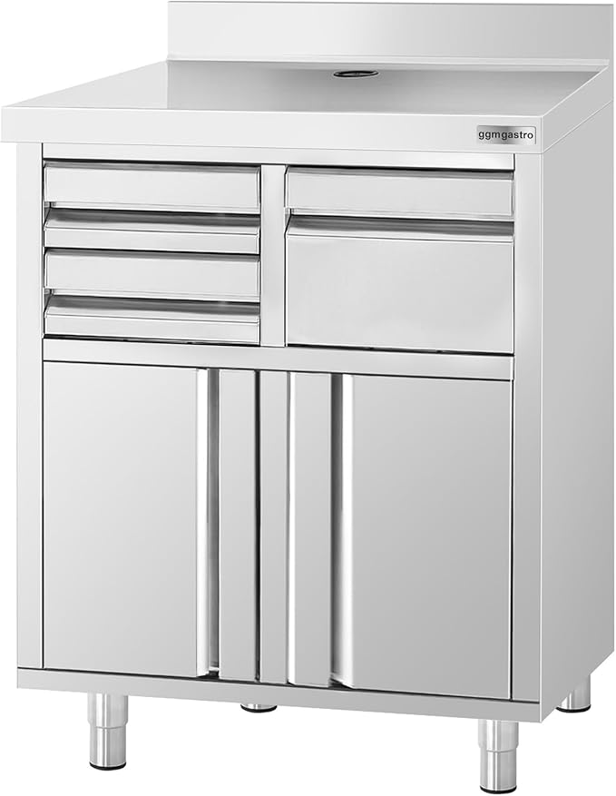 Commercial Stainless Steel Coffee Workbench with Drawers and Shelves | Kitchen Counter for Restaurant Hotels with Drawers with Telve Bucket (31.4x23.6x45.2 Inch)