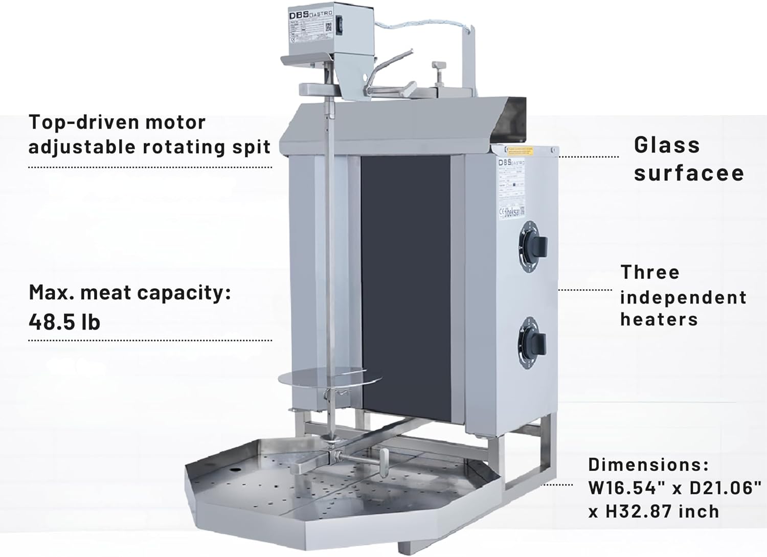 Doner Kebab Machine Shawarma 2 Resistance Electric Vertical Upper Motor