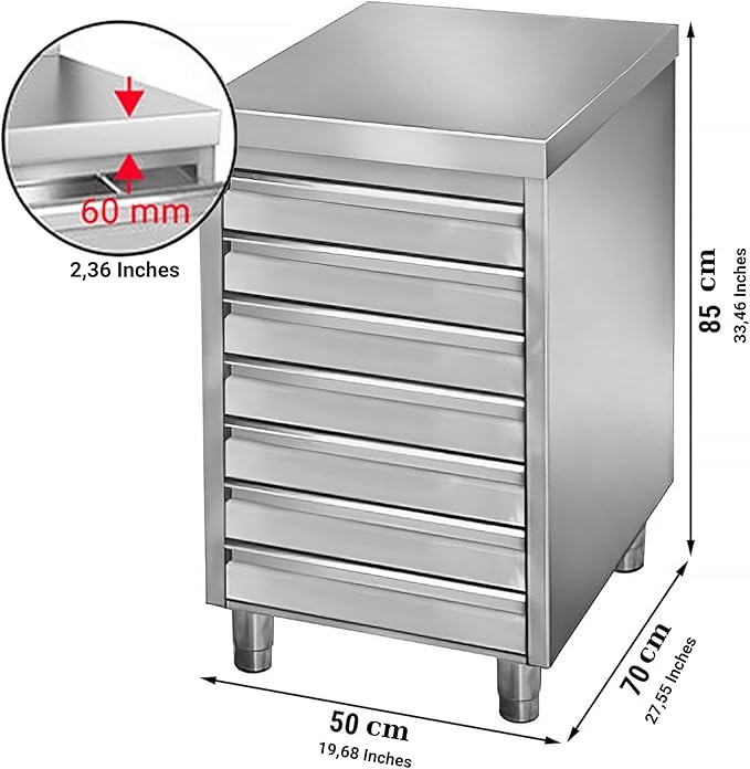 Stainless Steel Drawer Cabinet for Pizza and Bread Dough (19.6x27.5x37.4 Inch)