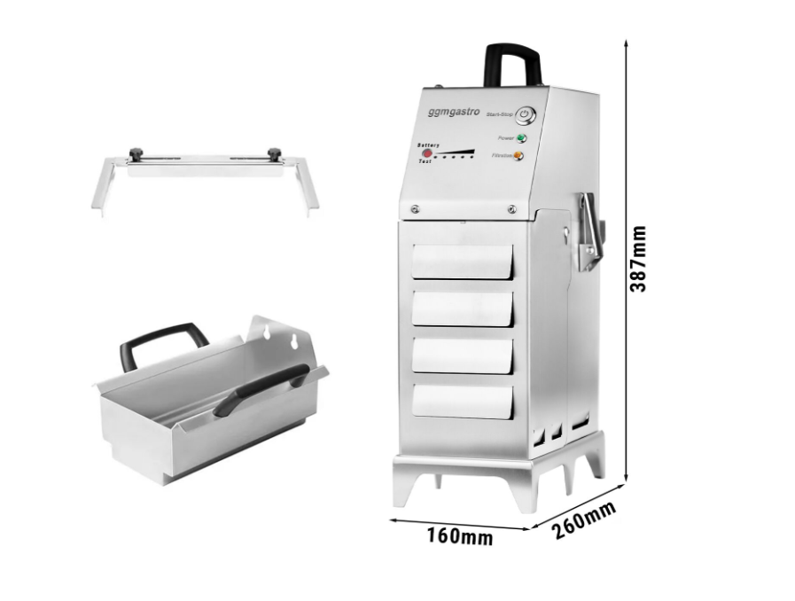 Max. Portable frying oil filter for 12-liter Deep Fryer - 30 liters/minute