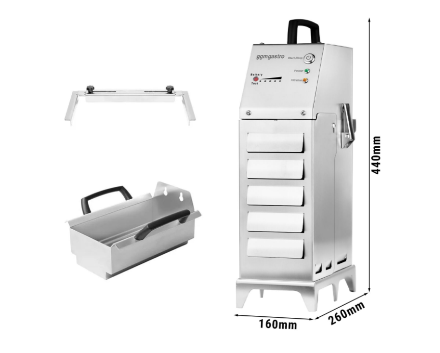 Max. Portable frying oil filter for 20 liter Deep Fryer - 50 liters/minute