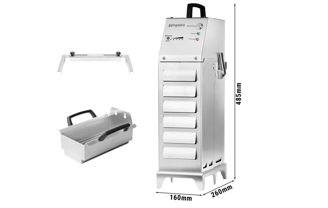 Portable frying oil filter for fryers of 20 liters and above- 80 liters/minutes
