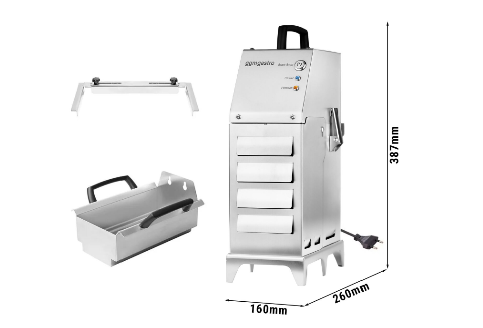 Max. Portable frying oil filter for 12 -liter Deep Fryer - 30 liters/minute