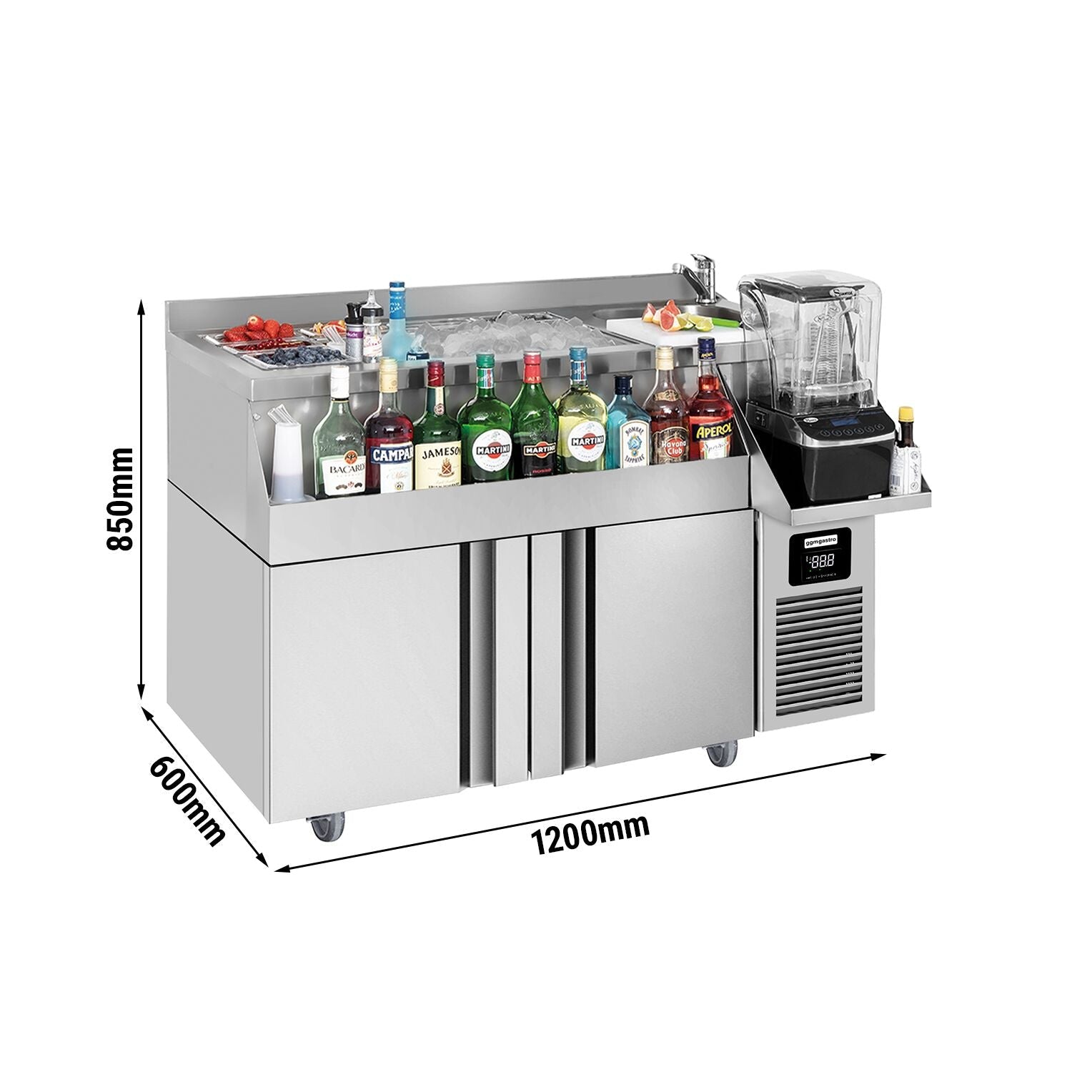 Bar type & soft drink refrigerator- 1200x600mm - 150 liters - 2 doors & shelves