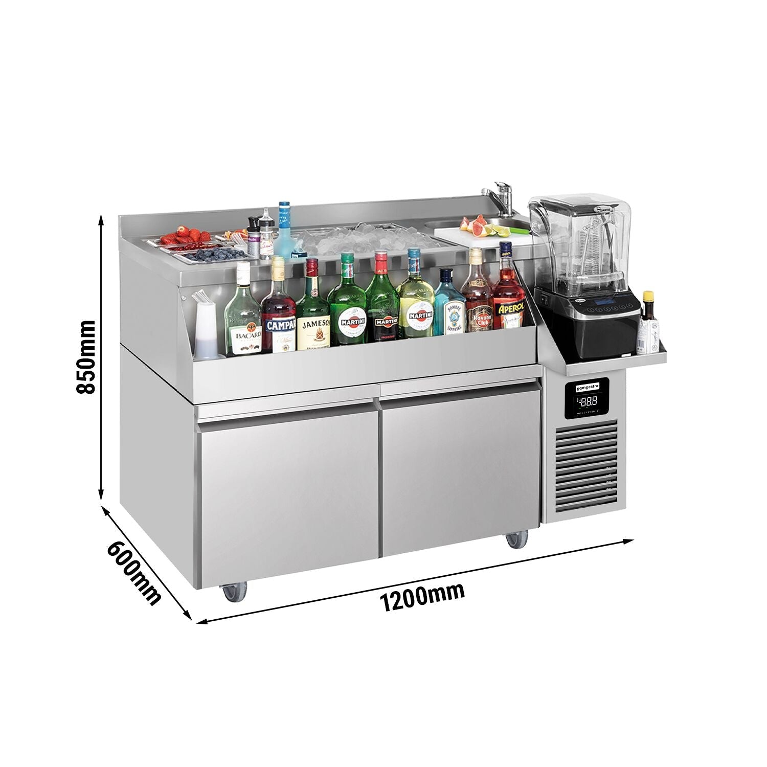 Bar type & soft drink refrigerator - 1200x600mm - 150 liters - 2 drawers 1/1 & shelf