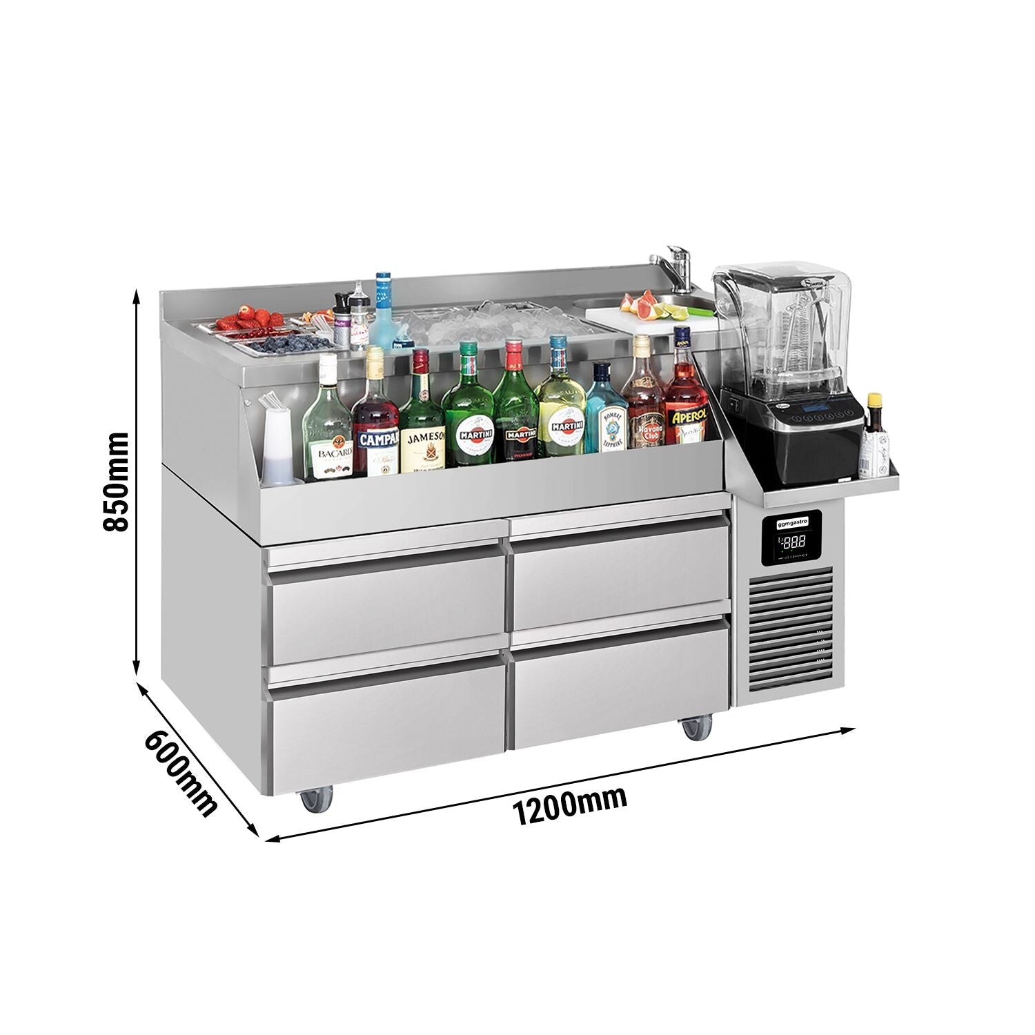 Bar type & soft drink refrigerator- 1200x600mm - 150 liters - 2 drawers 1/2 & shelf