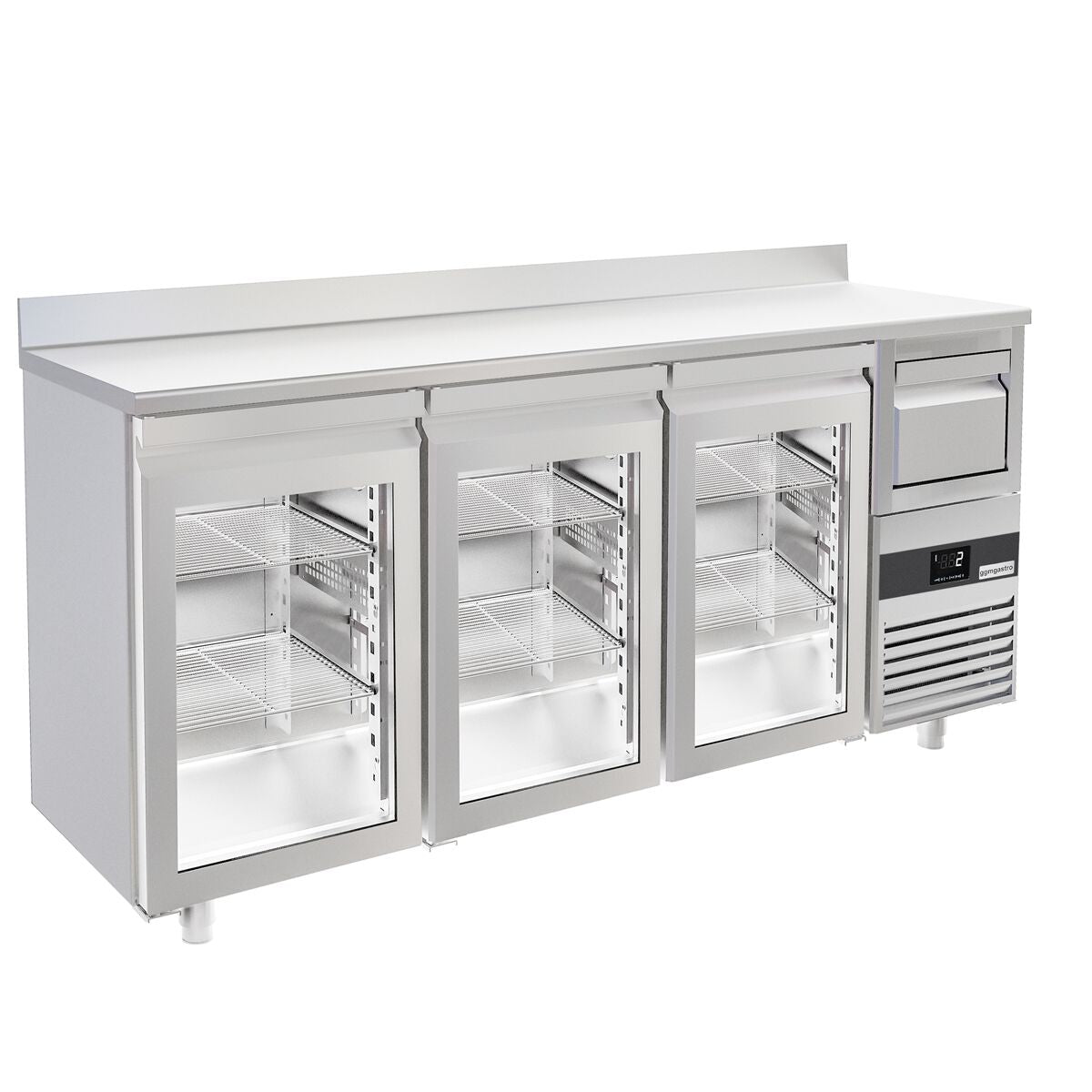 Bar type & soft drink refrigerator PremIum- 2130x600mm - 3 glass doors, back and telve bucket