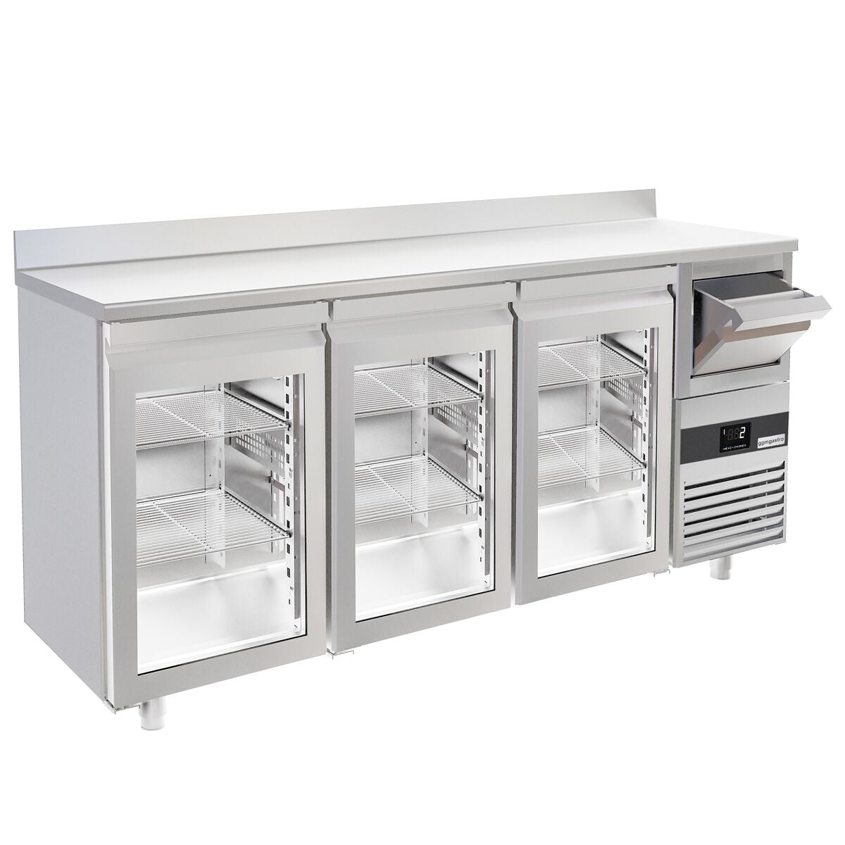 Bar type & soft drink refrigerator PremIum- 2130x600mm - 3 glass doors, back and telve bucket