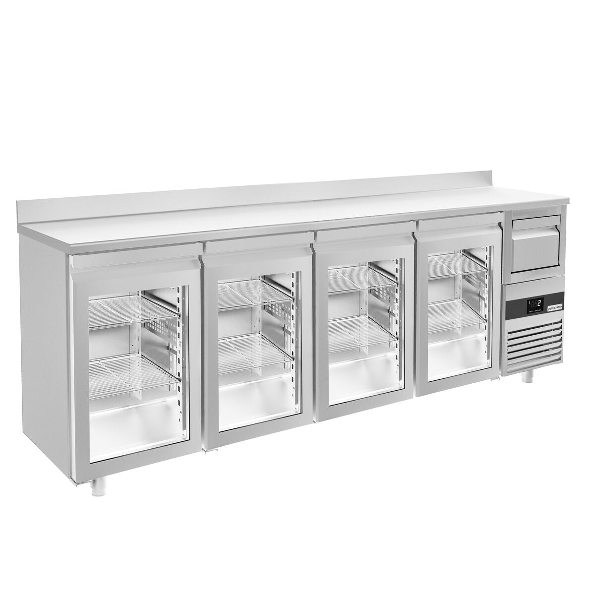 Bar type & soft drink refrigerator PremIum- 2690x600mm - 4 glass doors, back & telve bucket