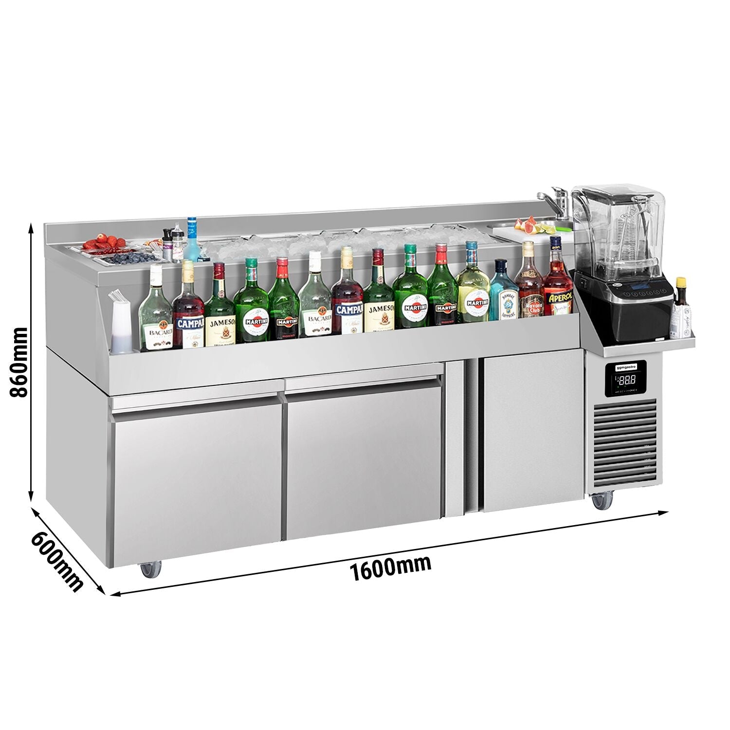 Bar type & soft drink refrigerator- 1600x600mm - 235 liters -1 door, 2 drawers & shelves