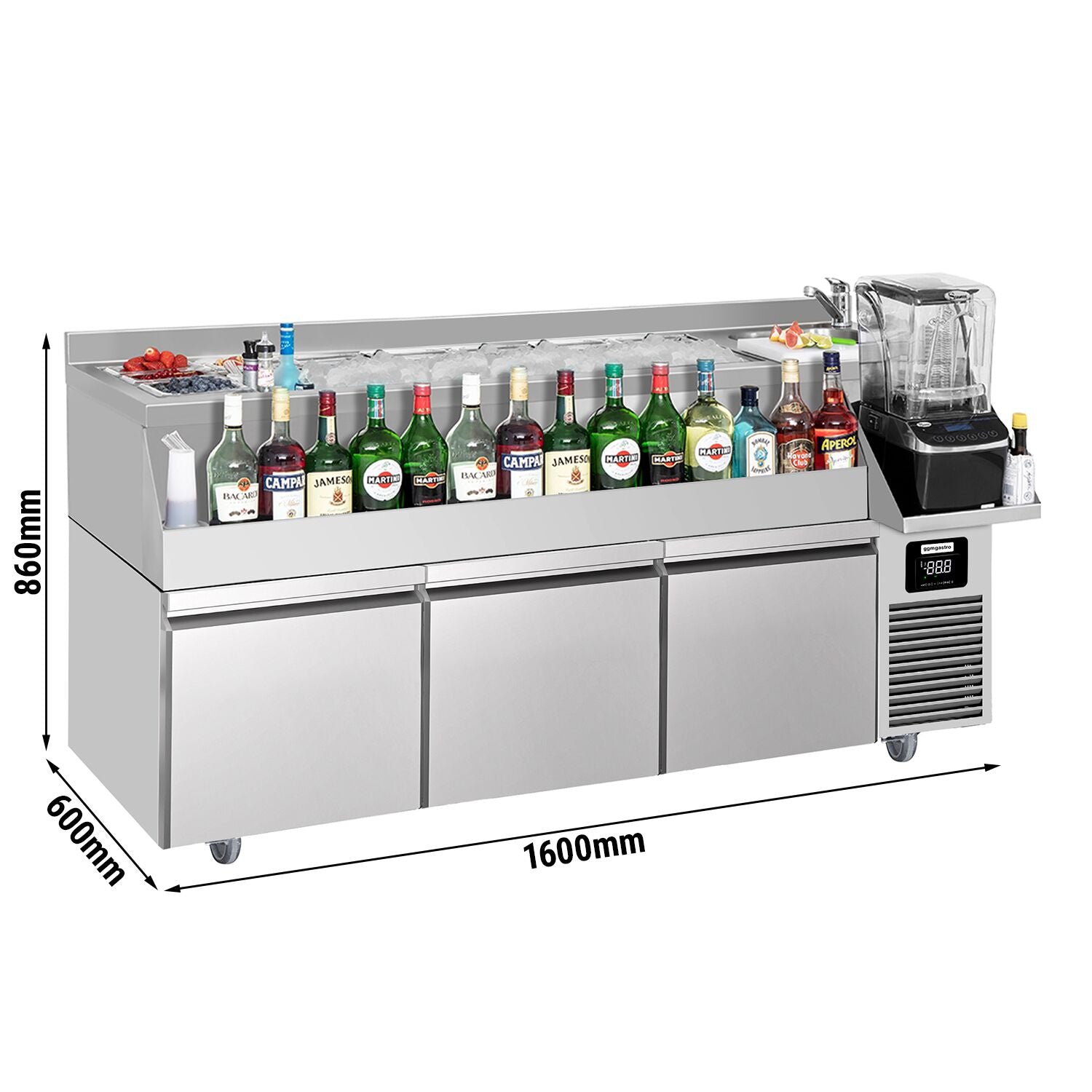 Bar type & soft drink refrigerator- 1600x600mm - 235 liters - 3 drawers & shelves