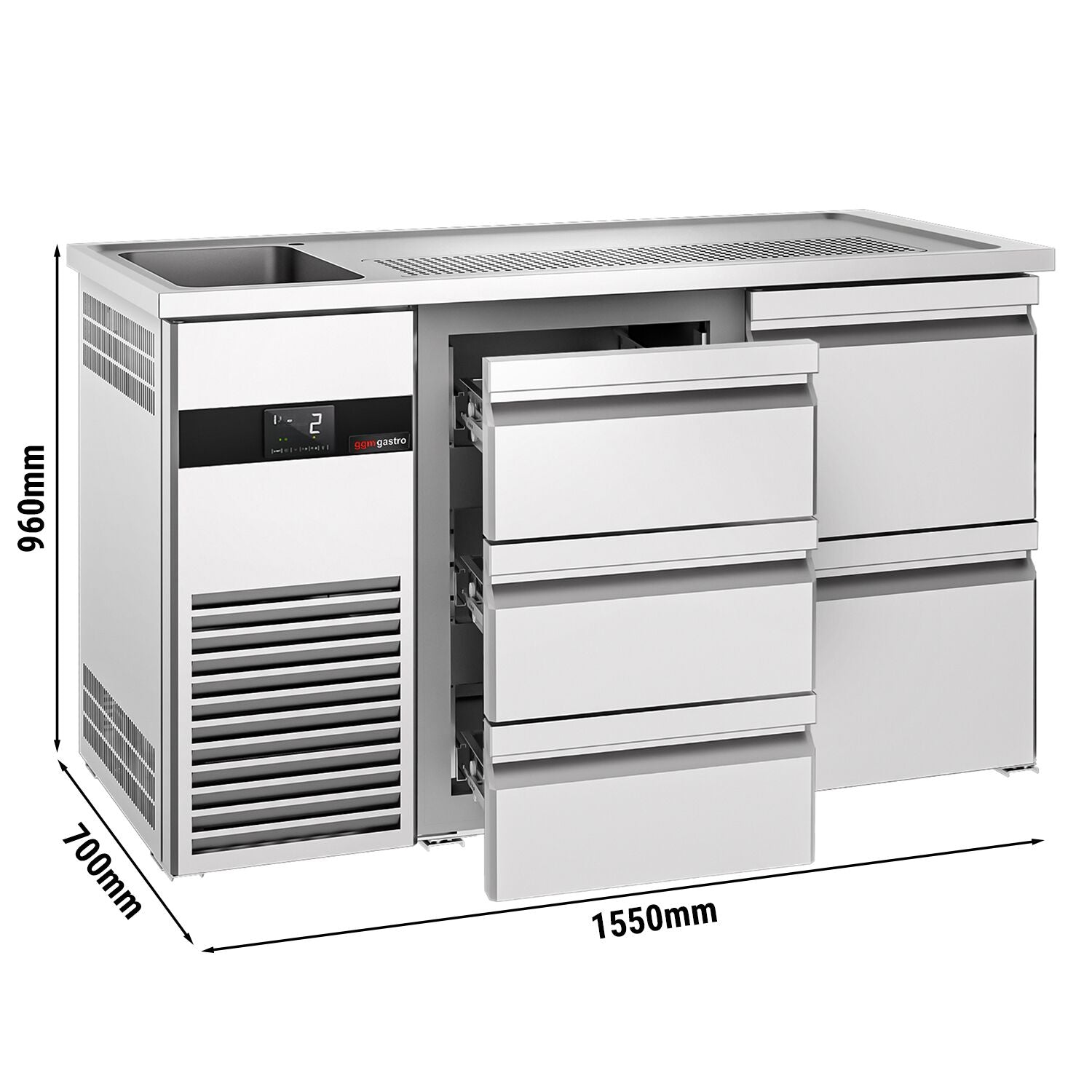 Beer counter premıum - 1550x700mm 5 drawers