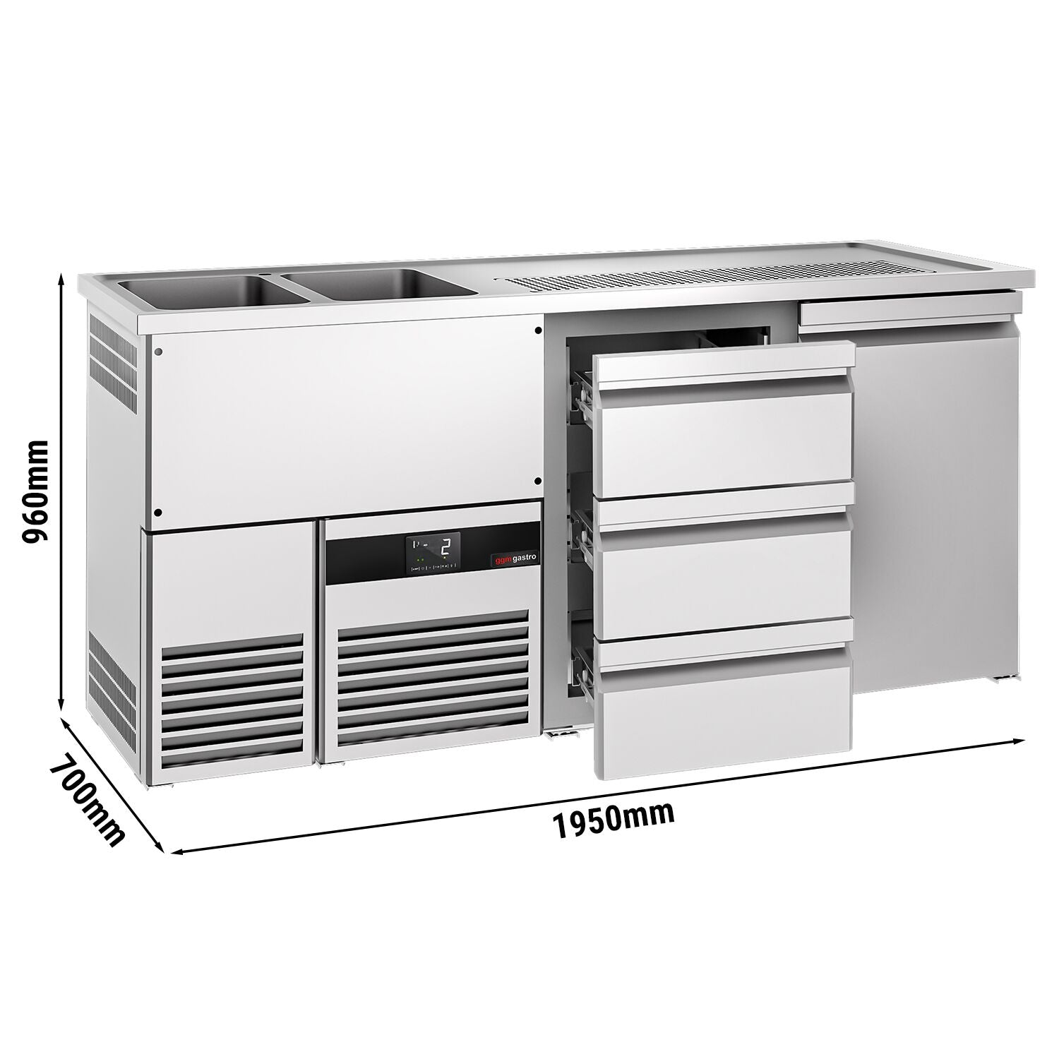 Beer counter premıum - 1950x700mm- 1 door and 3 drawers