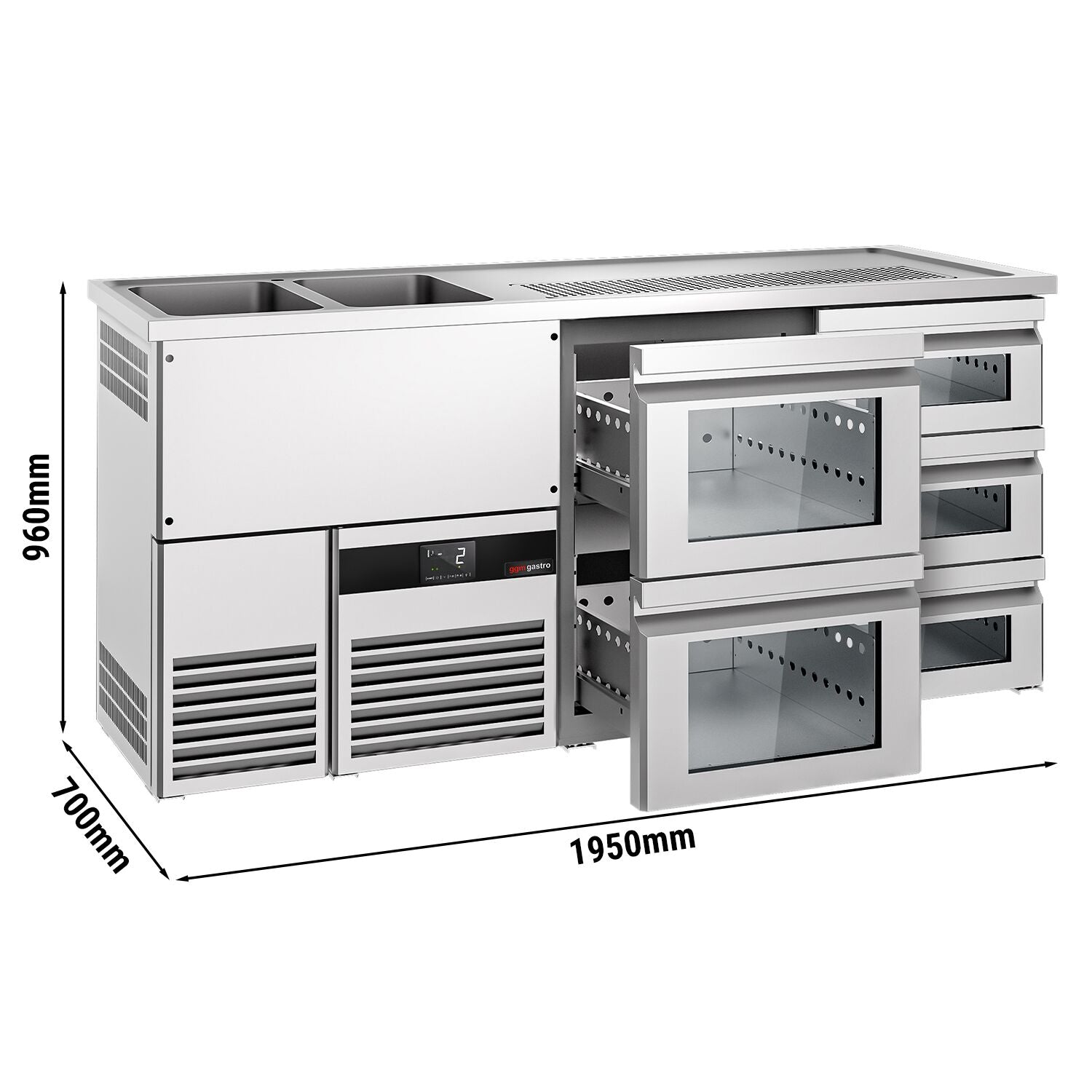 Beer counter premıum - 1950x700mm - 5 glass drawer