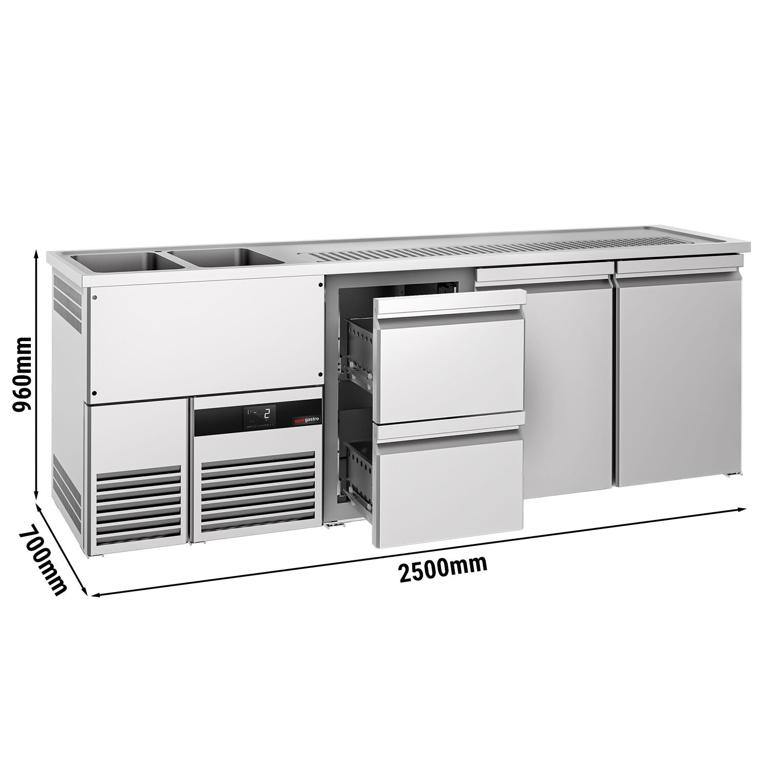 Beer counter premıum - 2500x700mm- 2 doors and 2 drawers