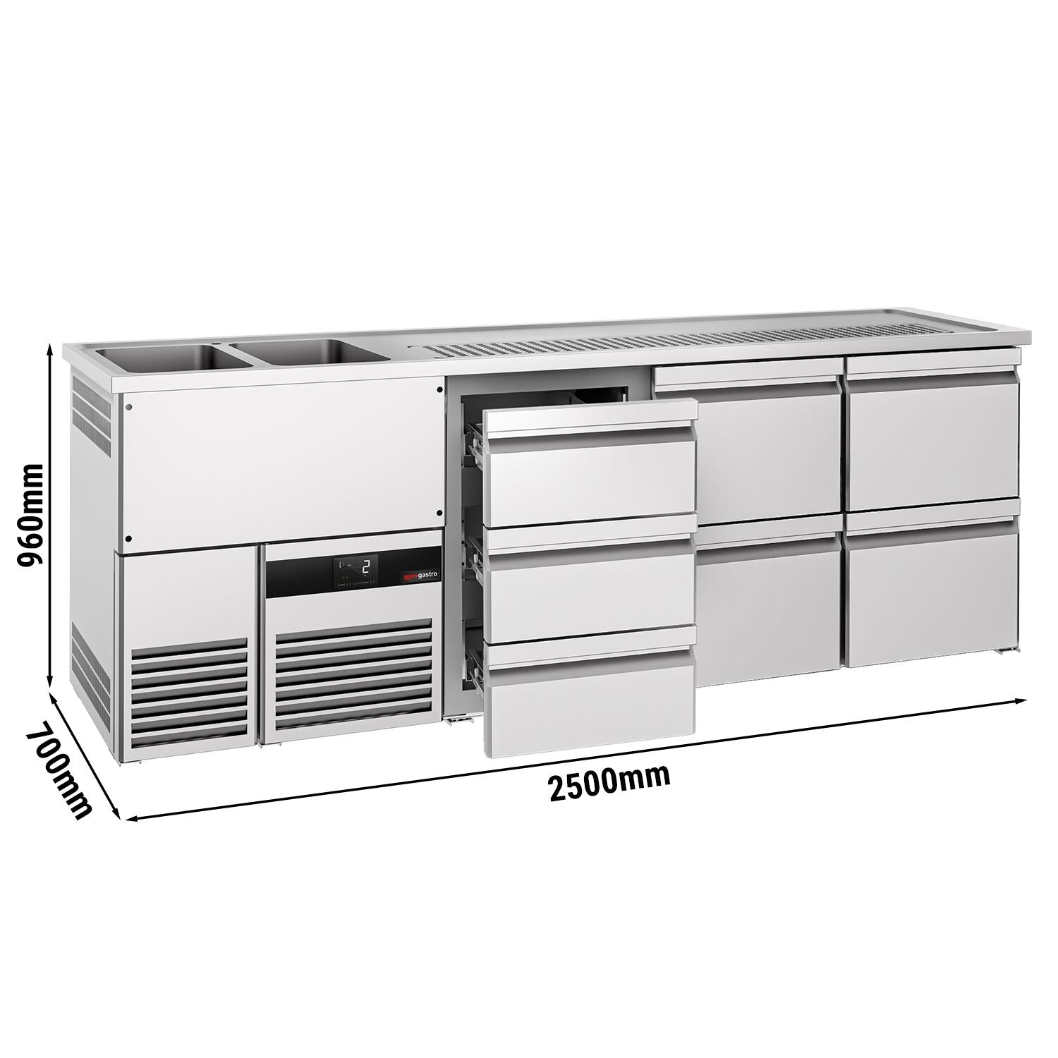 Beer counter premıum - 2500x700mm - 7 drawers