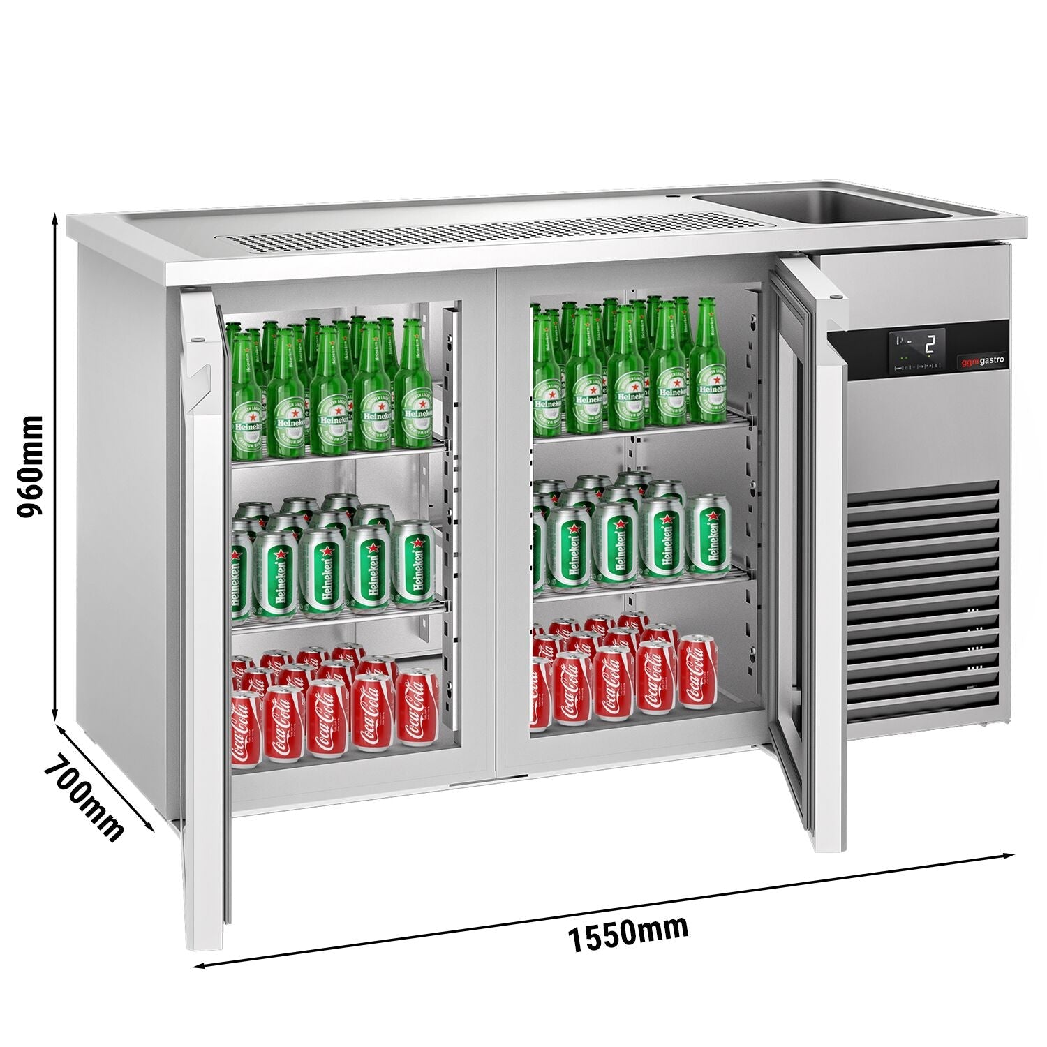 Beer counter premıum - 1550x700mm - 2 glass doors