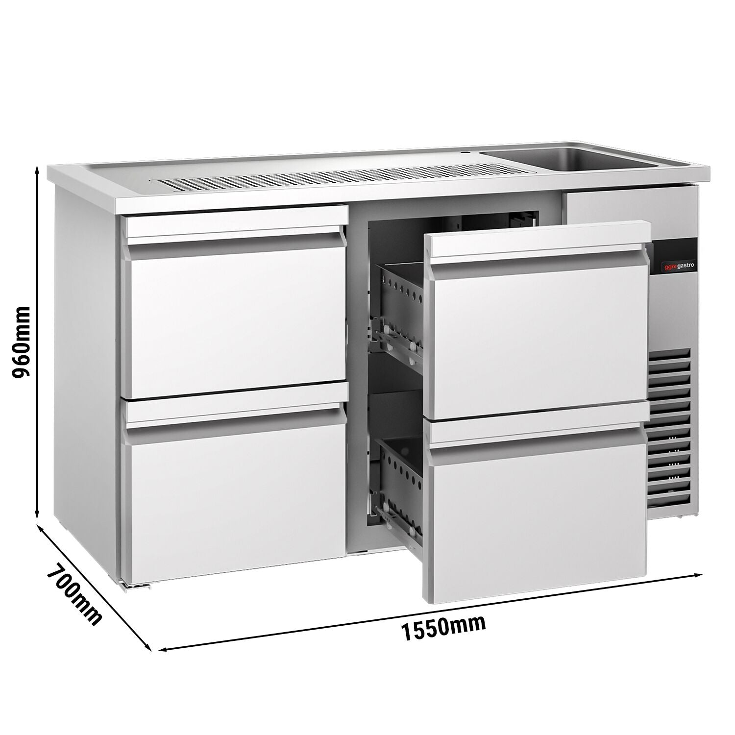 Beer counter premıum - 1550x700mm- 4 drawer