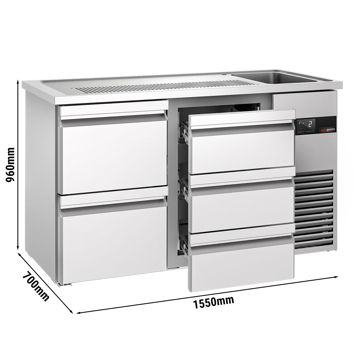 Beer counter premıum - 1550x700mm- 5 drawers