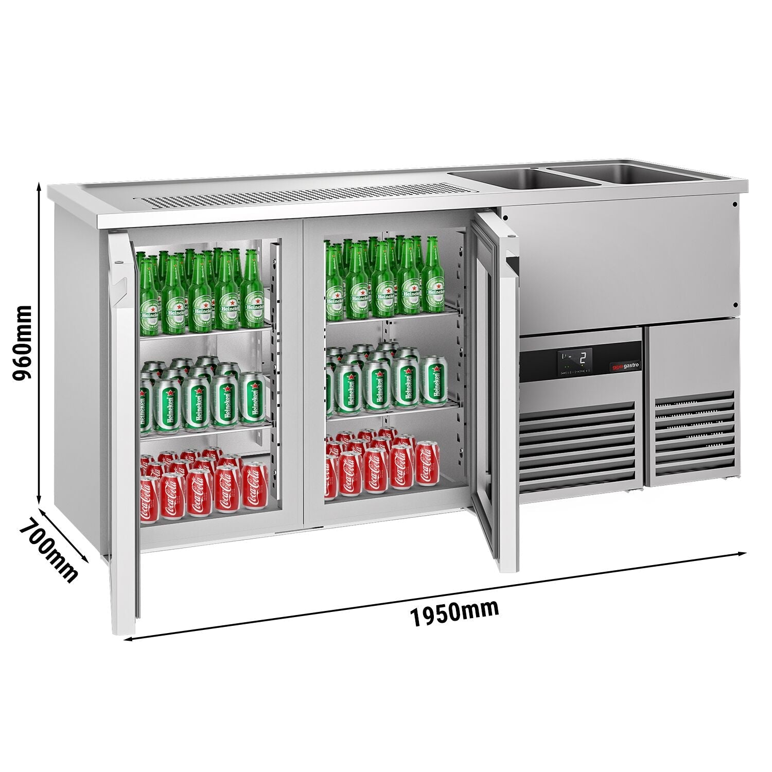 Beer counter premıum - 1950x700mm- 2 glass doors