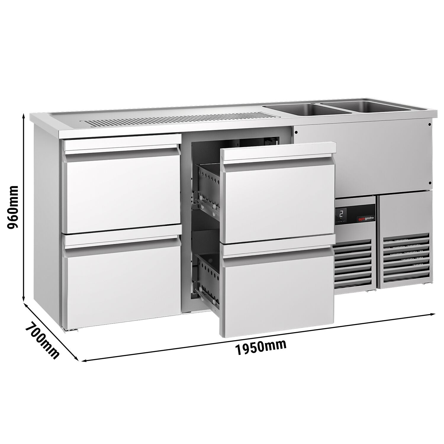 Beer counter premıum - 1950x700mm - 4 drawers