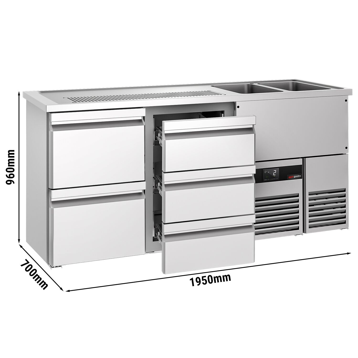 Beer counter premıum - 1950x700mm 5 drawers