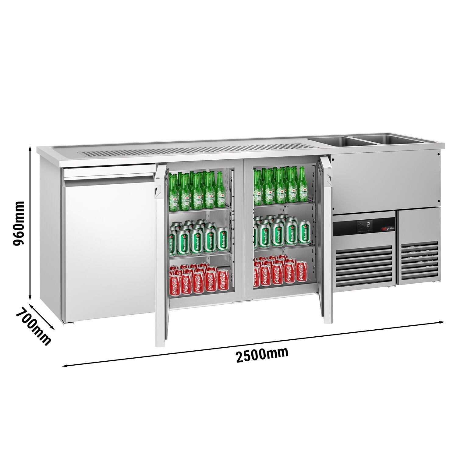 Beer counter premıum - 2500x700mm - 3 doors