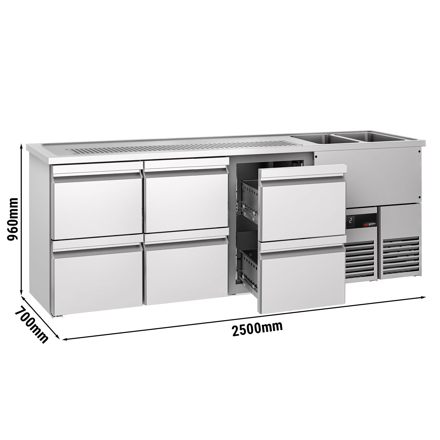 Beer counter premıum - 2500x700mm- 6 drawer