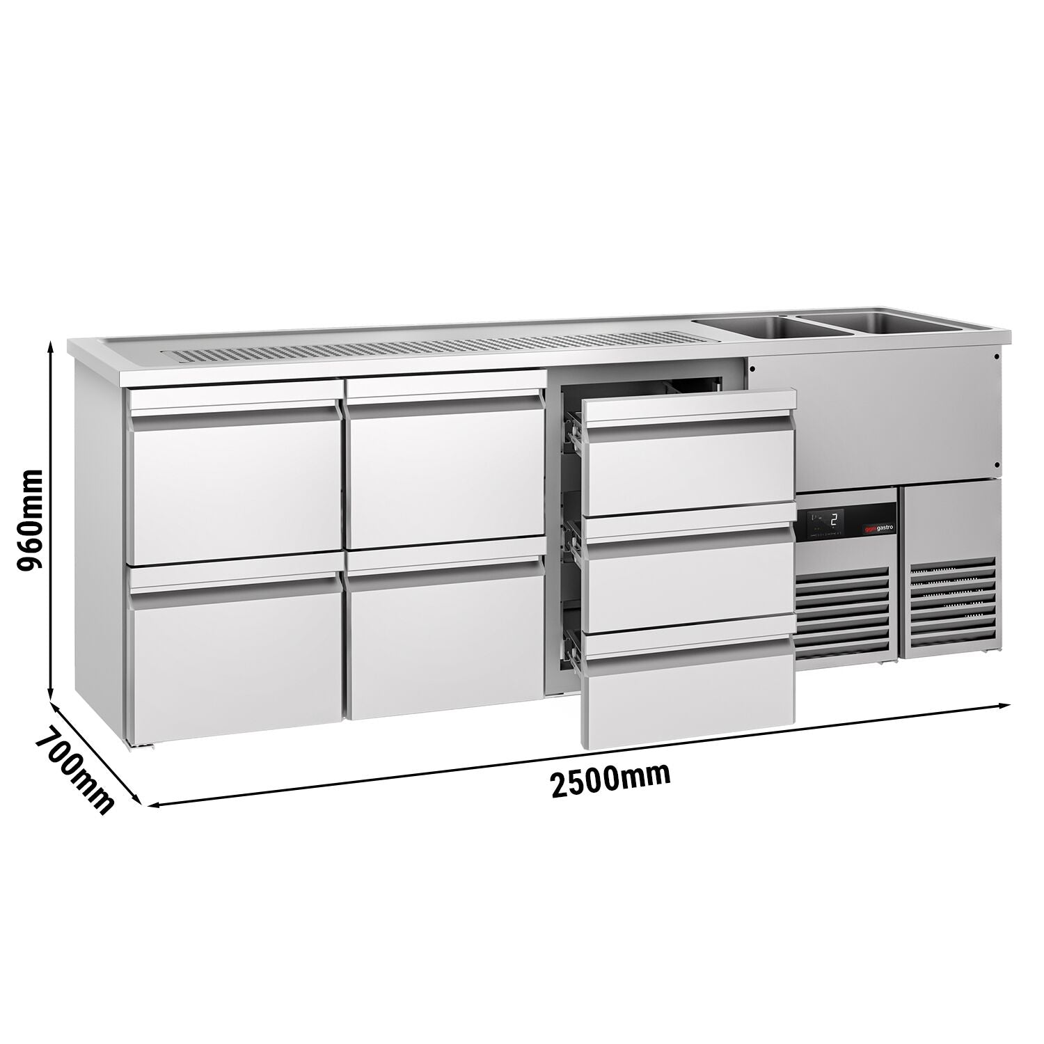 Beer counter premıum - 2500x700mm - 7 drawers