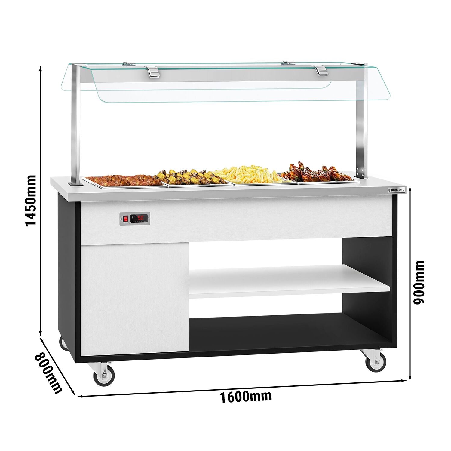Hot Open Buffet counter danzig- 1600mm - 4x GN for 1/1