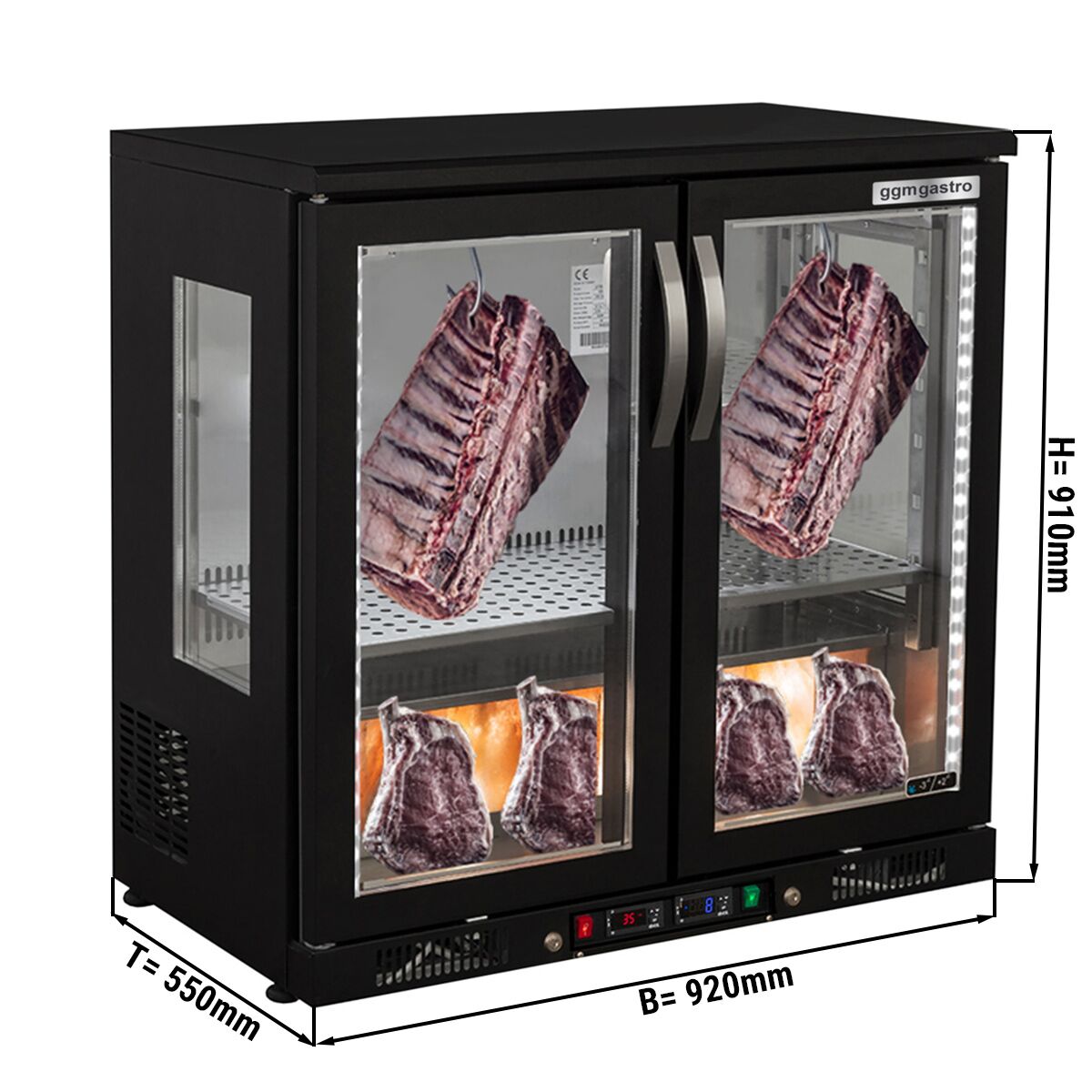 Meat Maturation Cabinet 0.92 M - Two Glass Doors - Black