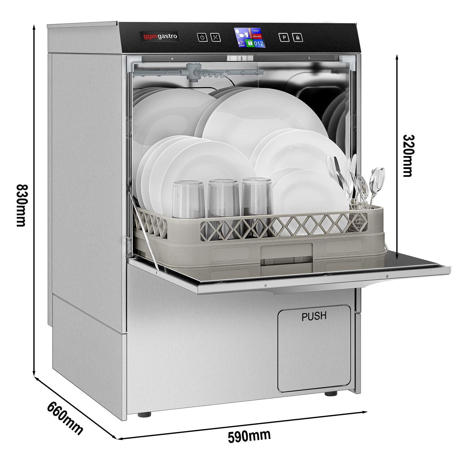 Dishwasher - Digital - 3,55 kW - detergent, polisher and evacuation pump