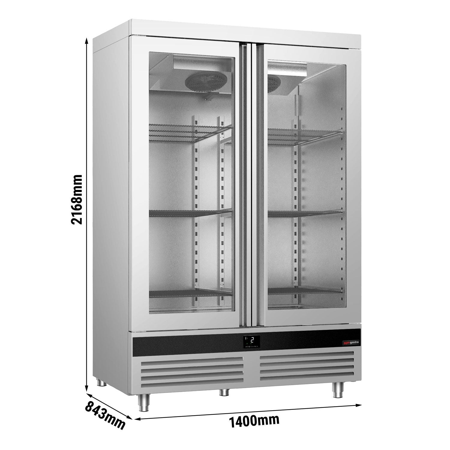 Refrigerator Premium - GN 2/1 - 1400 liters - 2 glass doors