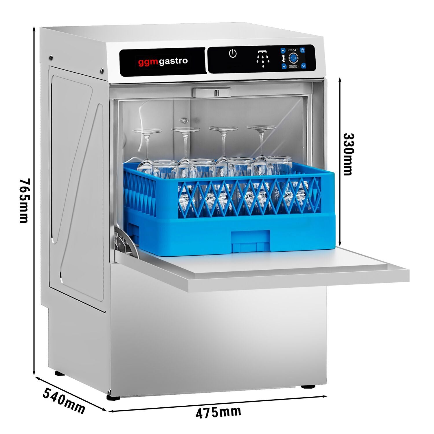 Cup washing machine- 3,30 kW - detergent, shine & evacuation pump