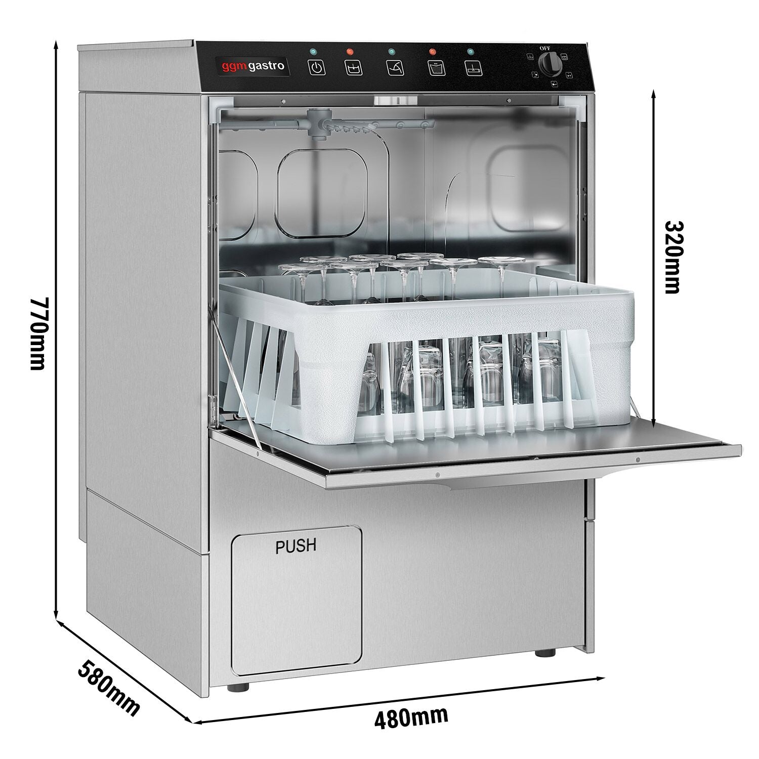 Cup washing machine- 3 kW - detergent, polishing & evacuation pump