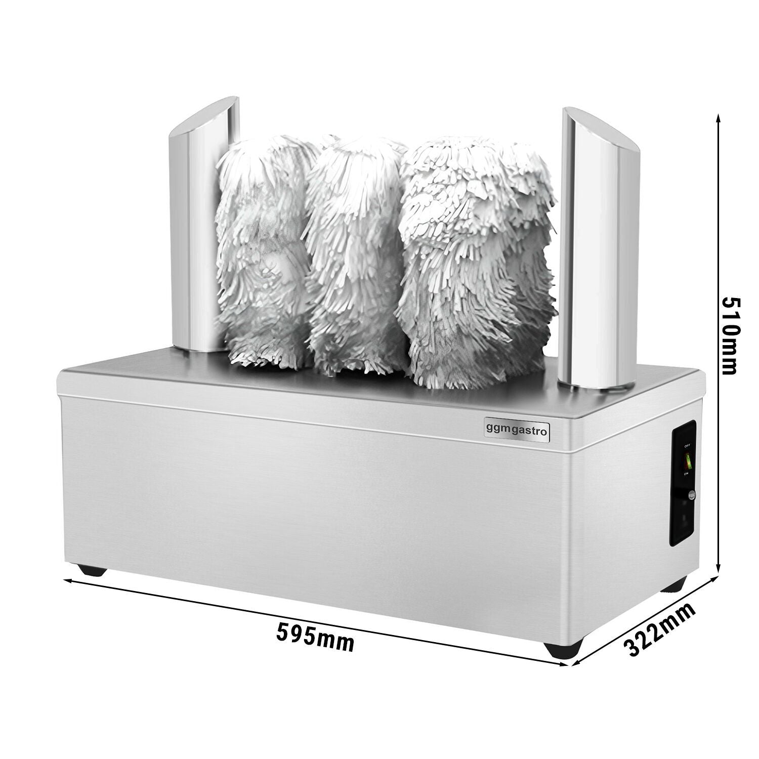 Cup polishing machine - 2,62kw - 8 rotating brushed