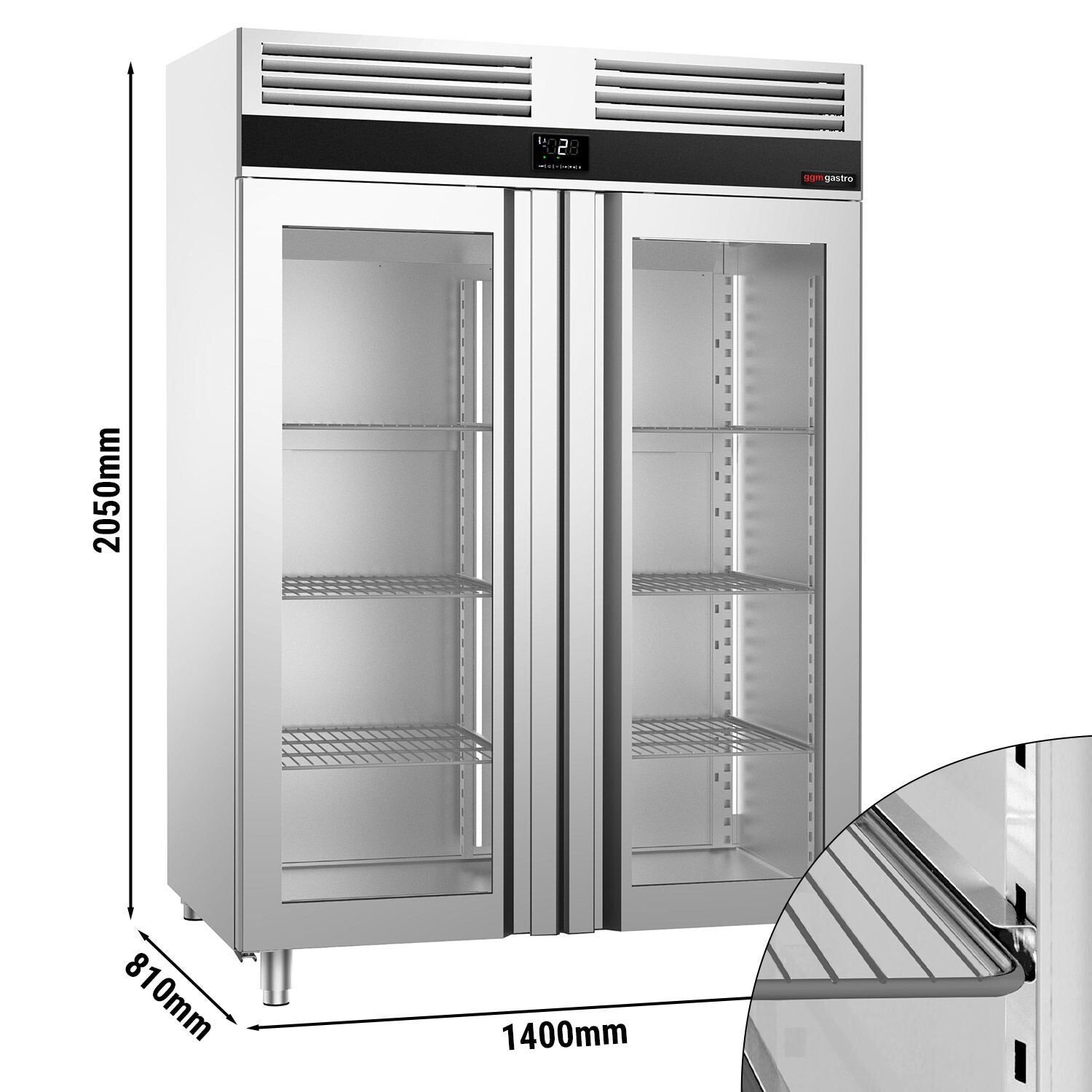 Refrigerator Premium - GN 2/1 - 1400 liters - 2 glass doors
