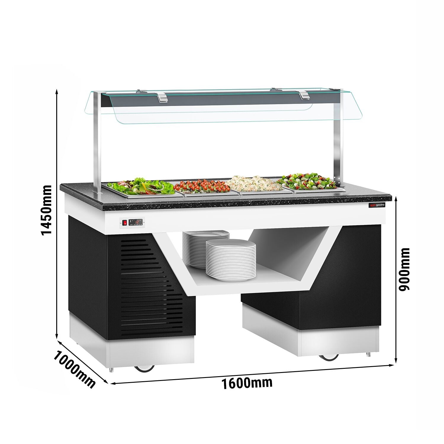Cold Open Buffet Call Belfast - 1600mm - With Cold Pool & Wheel - for 4x GN 1/1