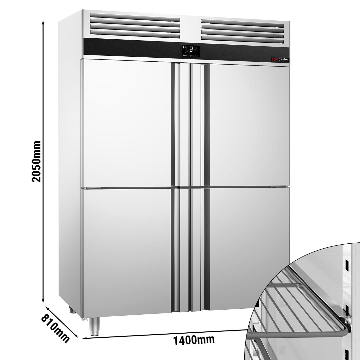 Refrigerator Premium - GN 2/1 - 1400 liters - 4 stainless steel half -door
