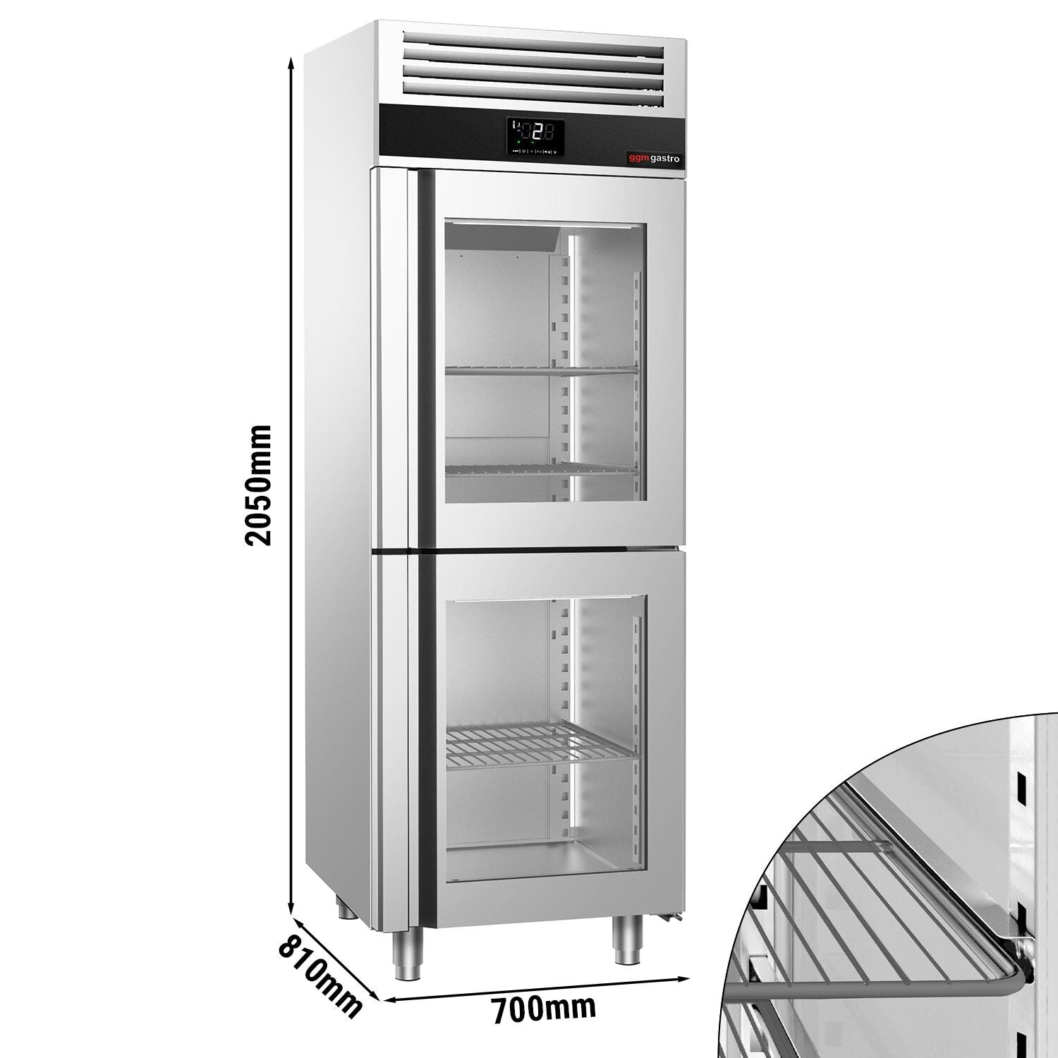 Refrigerator Premium - GN 2/1 - 700 liters - 2 half glass doors