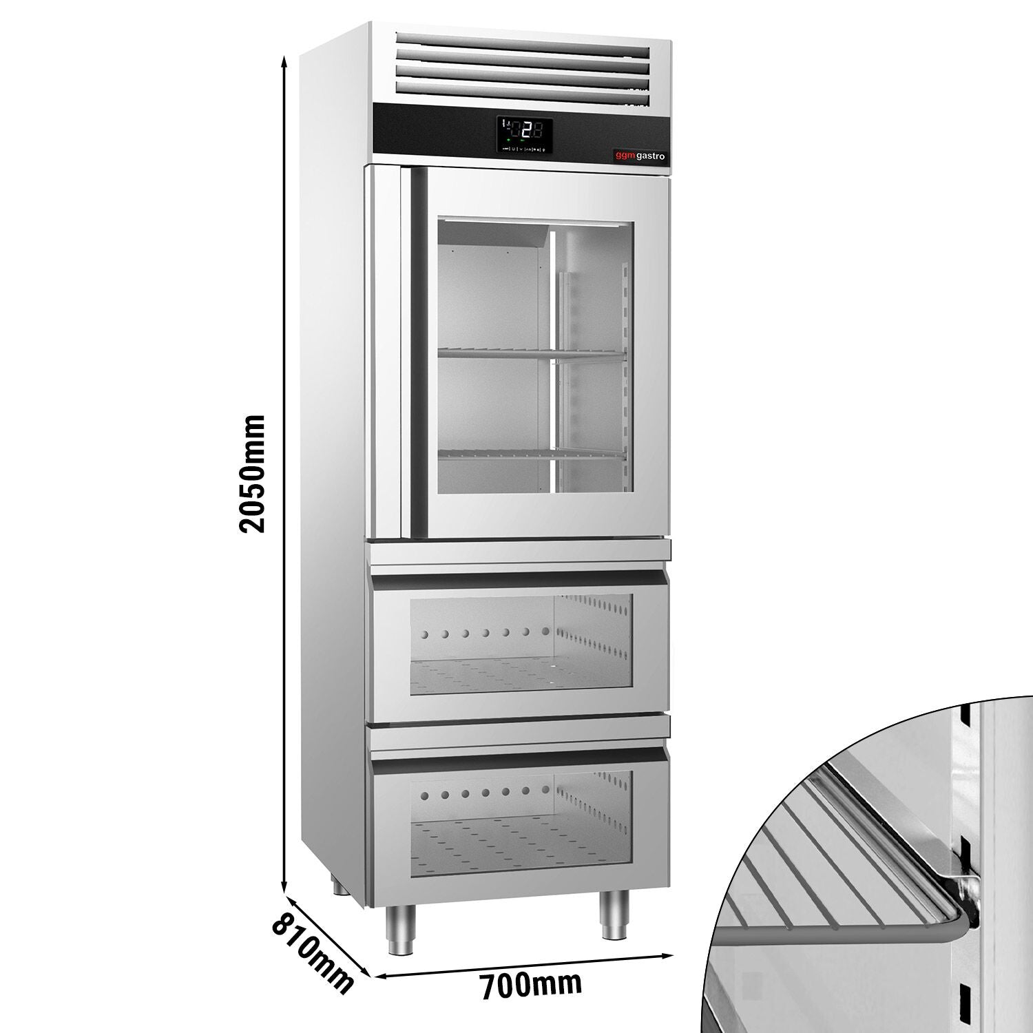 Refrigerator PremIum - GN 2/1 - 700 liters - 1 glass door & 2 glass drawer