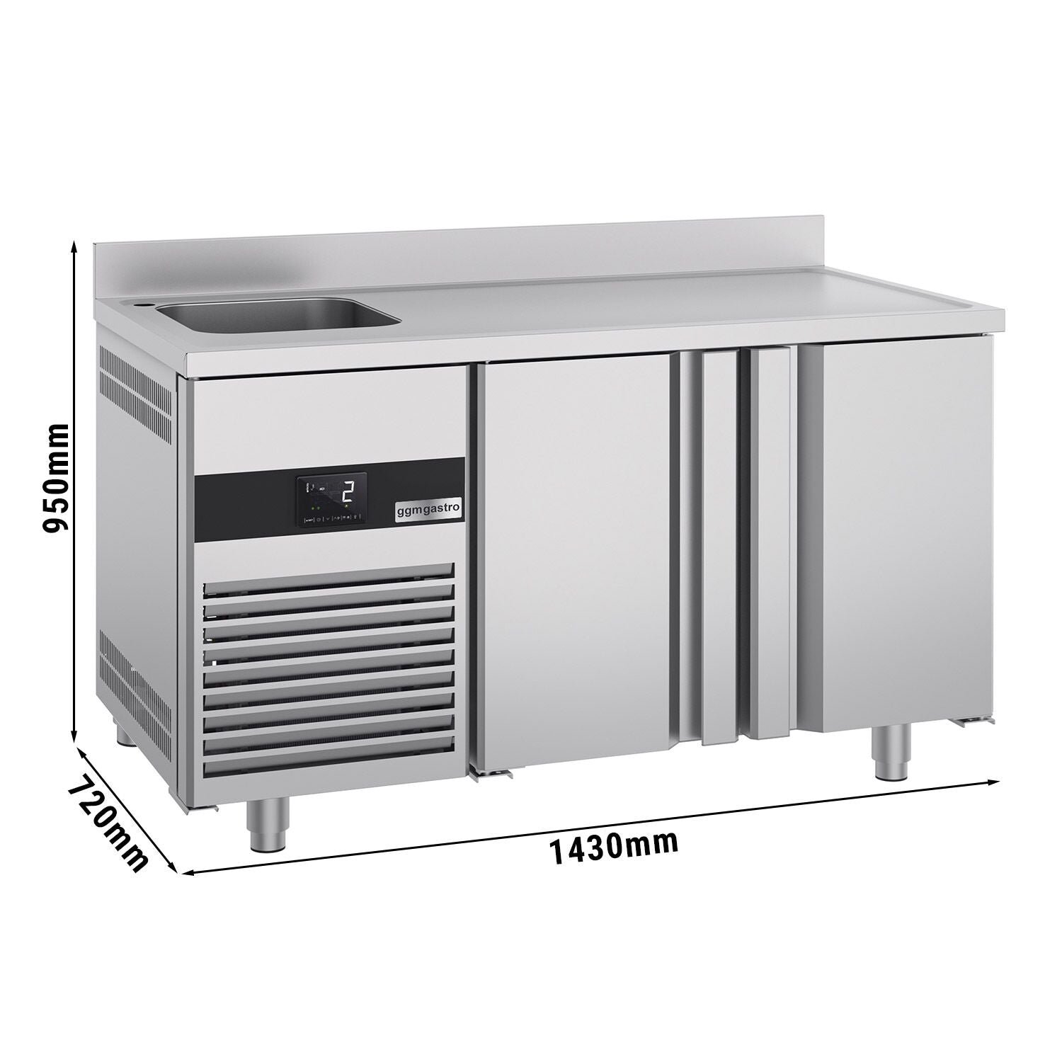 Cooling counter premıum - 1430x700mm - 2 doors, 1 Left Evyeli & Back