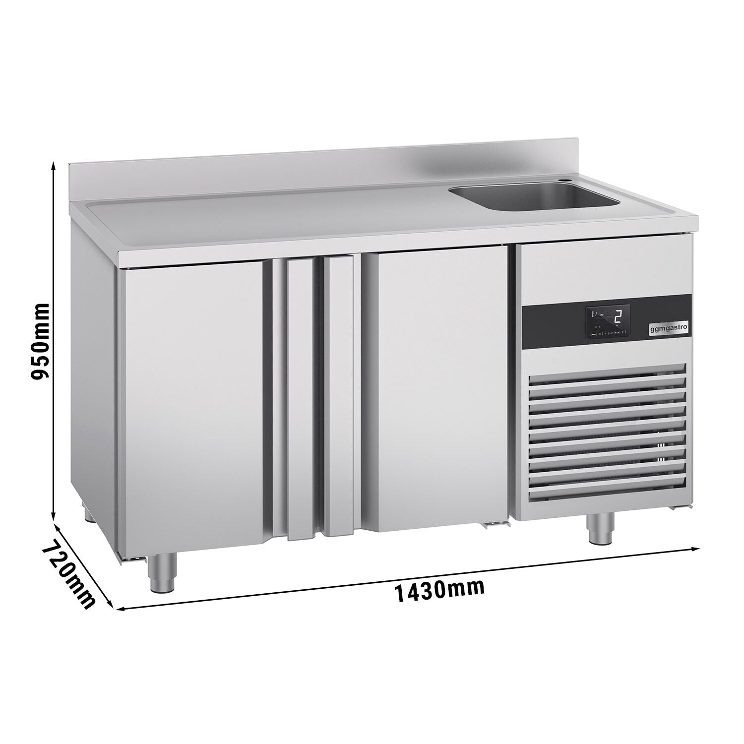 Cooling counter premıum - 1430x700mm - 2 doors, 1 right house & backed
