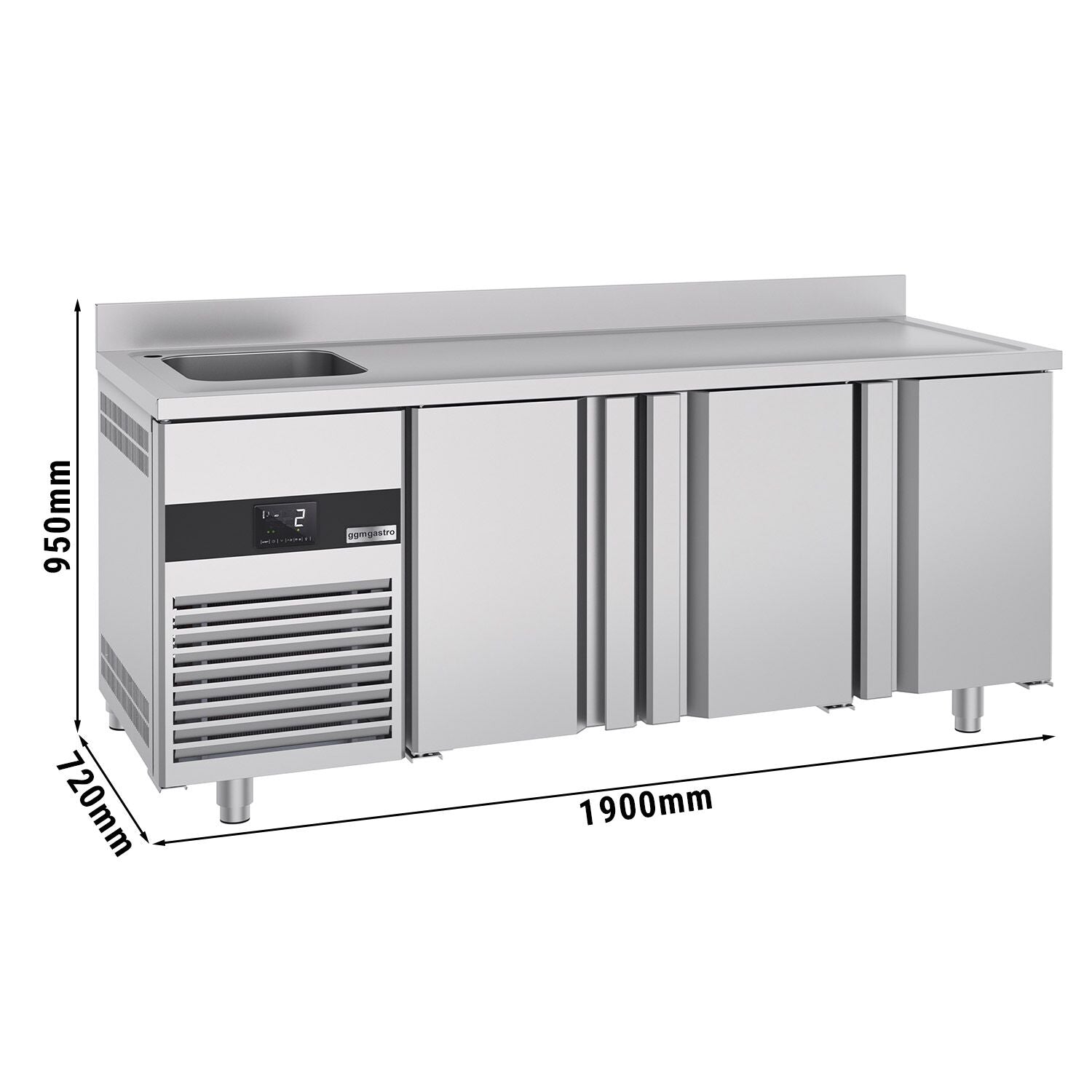 Cooling counter premıum - 1900x700mm - 3 doors, 1 Left Evyeli & Back