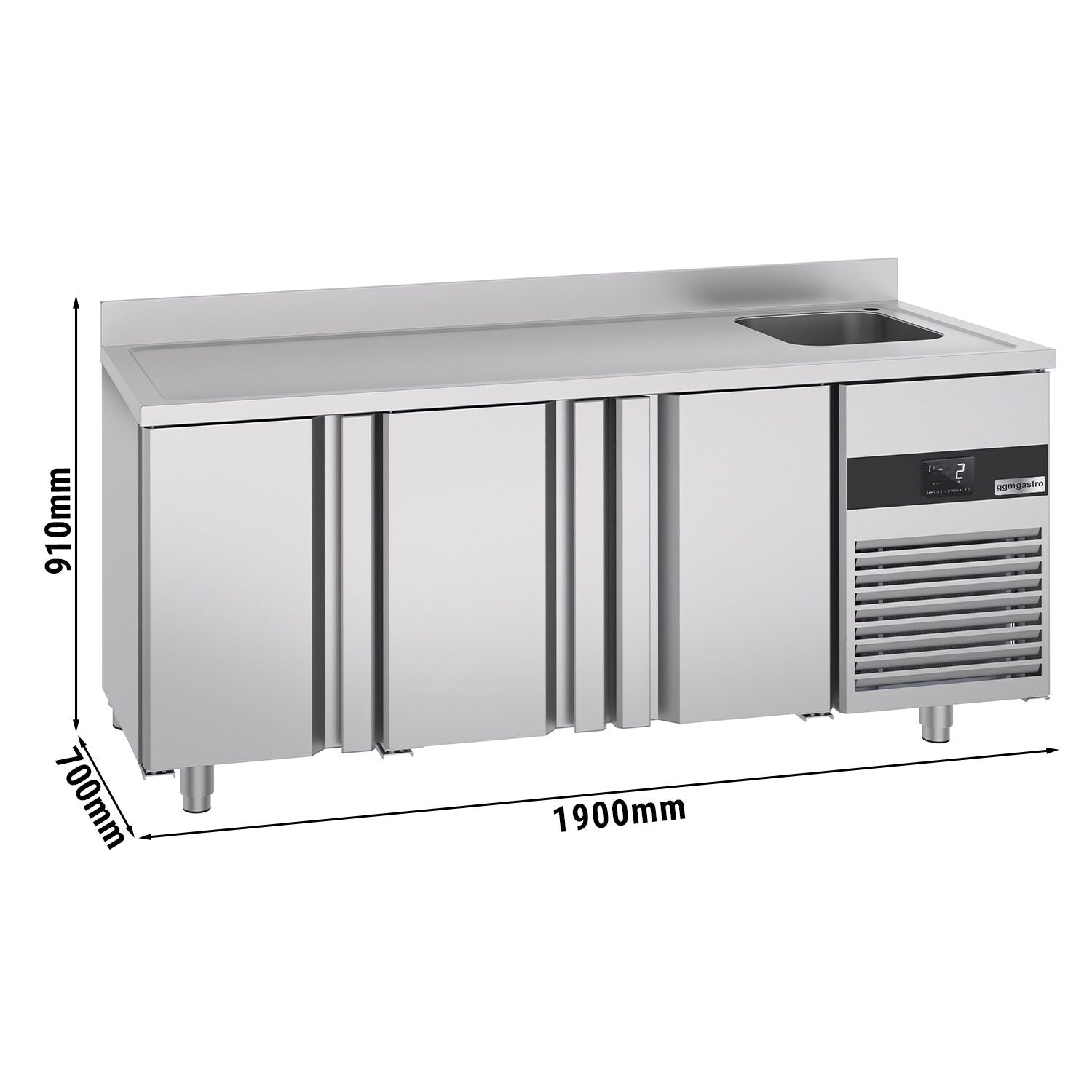 Cooling counter premıum - 1900x700mm - 3 doors, 1 right evyeli & backed