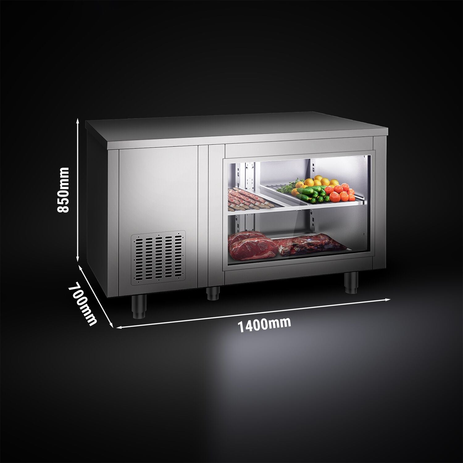 Cooled counter -1400x700mm - 2 rear door - front front