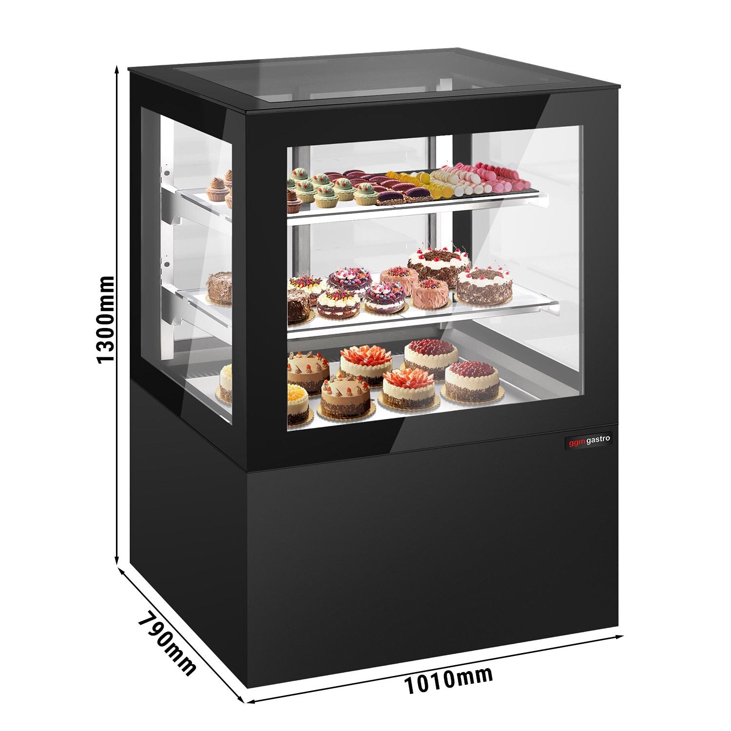 Cake display cabinet - 1010mm - led lighting & 2 shelves